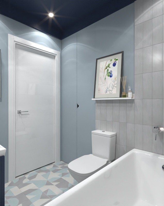 Обложка проекта: Проект ванной комнаты "Голубика"