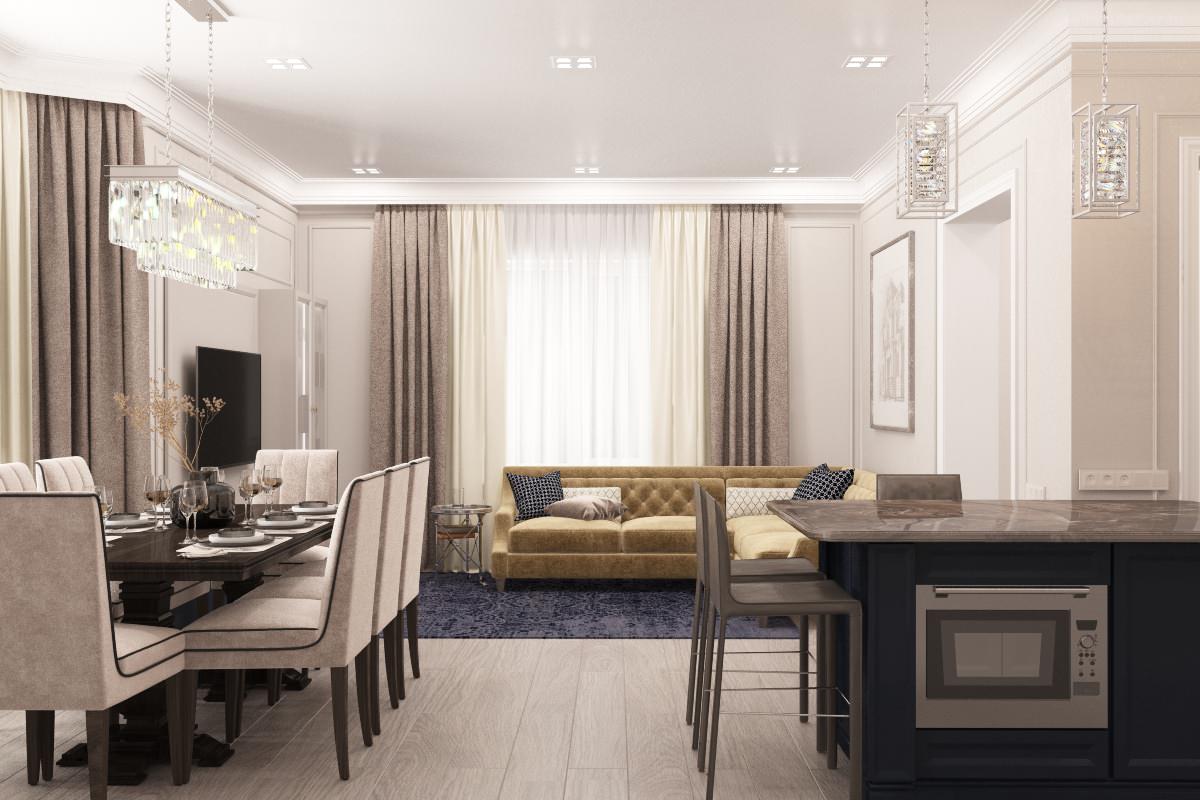 Кухня-столовая в частном доме