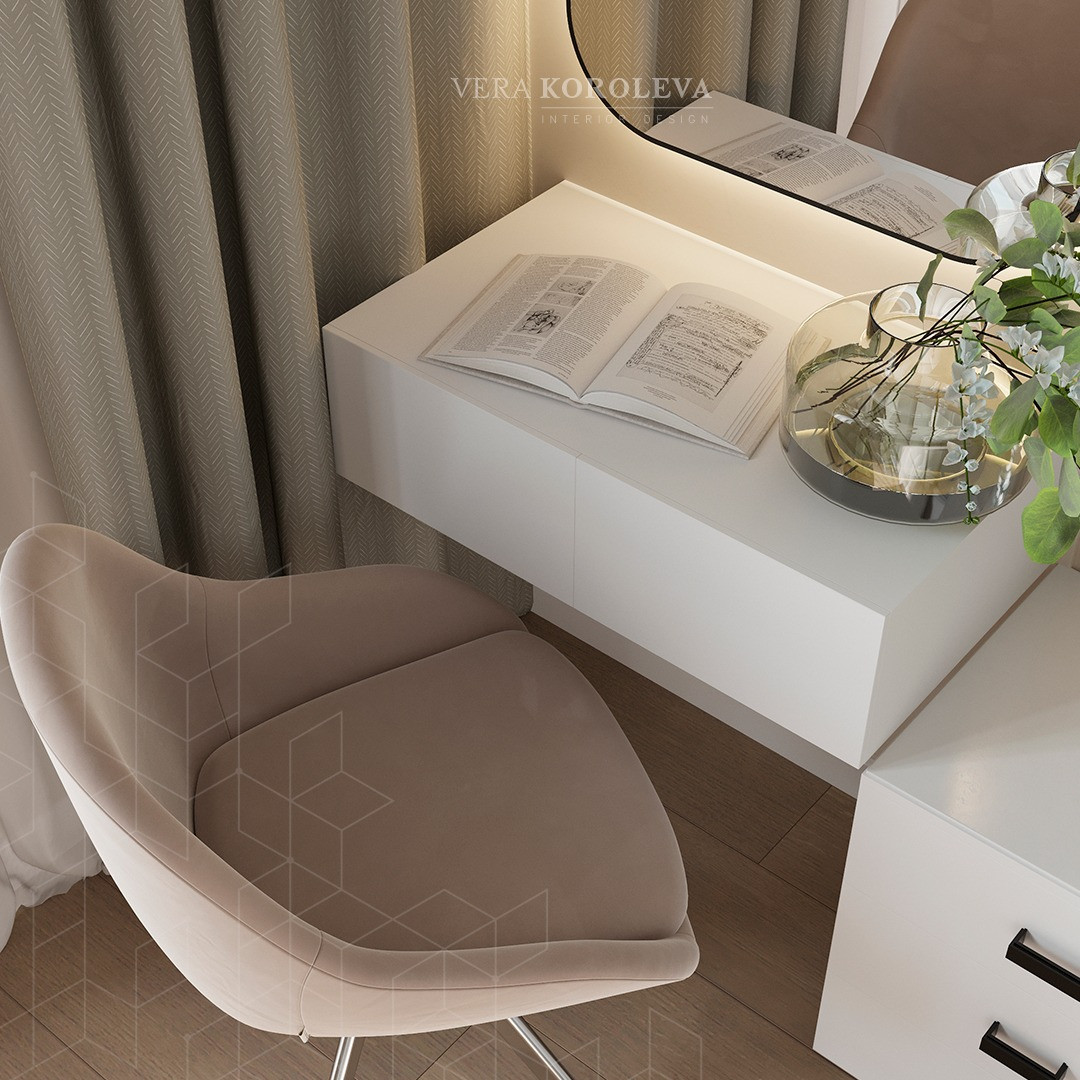 Мягкое рабочее кресло в спальне