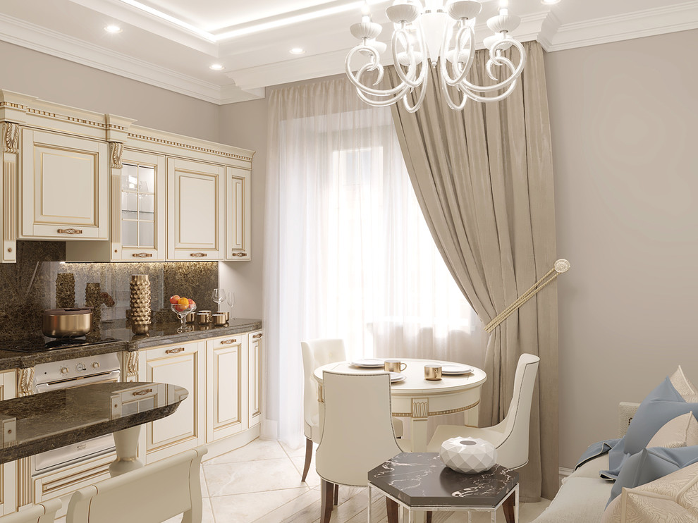 Дизайн проект: Кухня-гостиная, классика, г. Владивосток