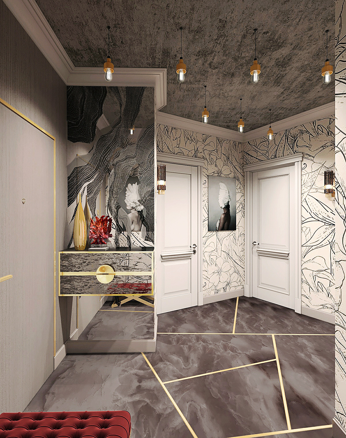 Глубокая зелень и жухлые розы