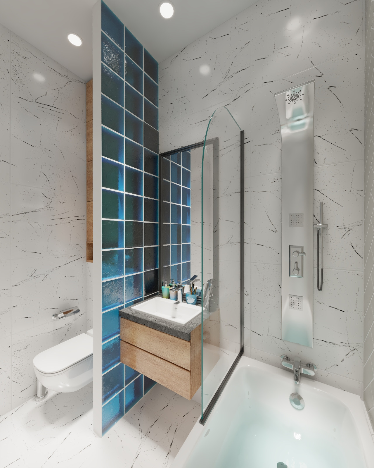 Голубые стеклоблоки