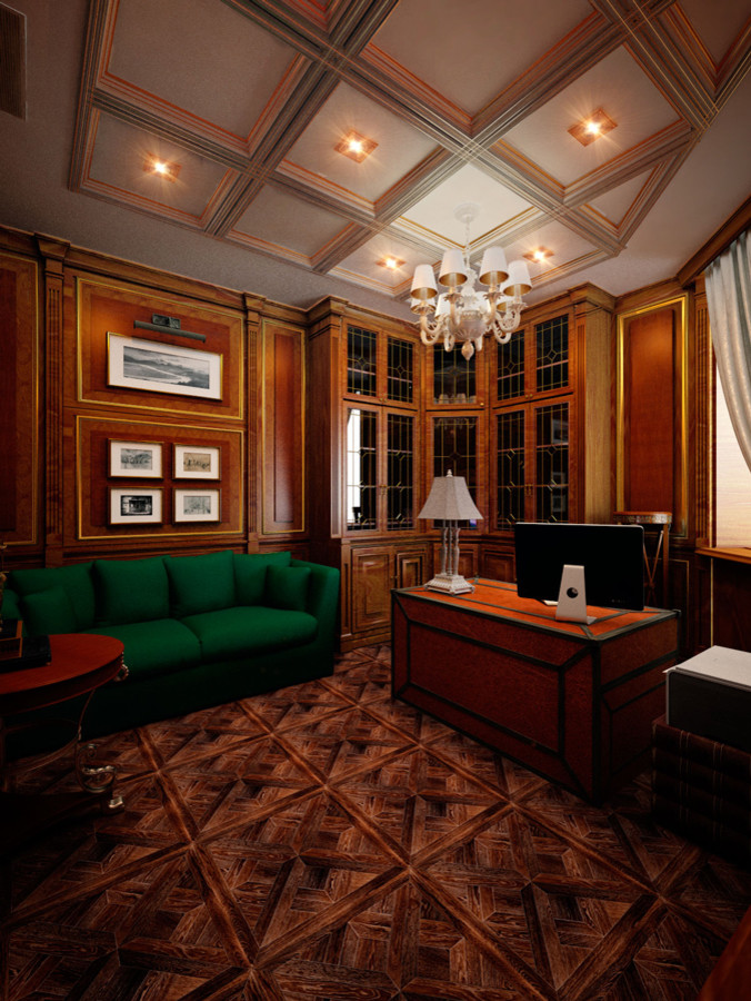 Обложка проекта: Изысканая классическая отделка спальни и кабинета в современной квартире в Екате