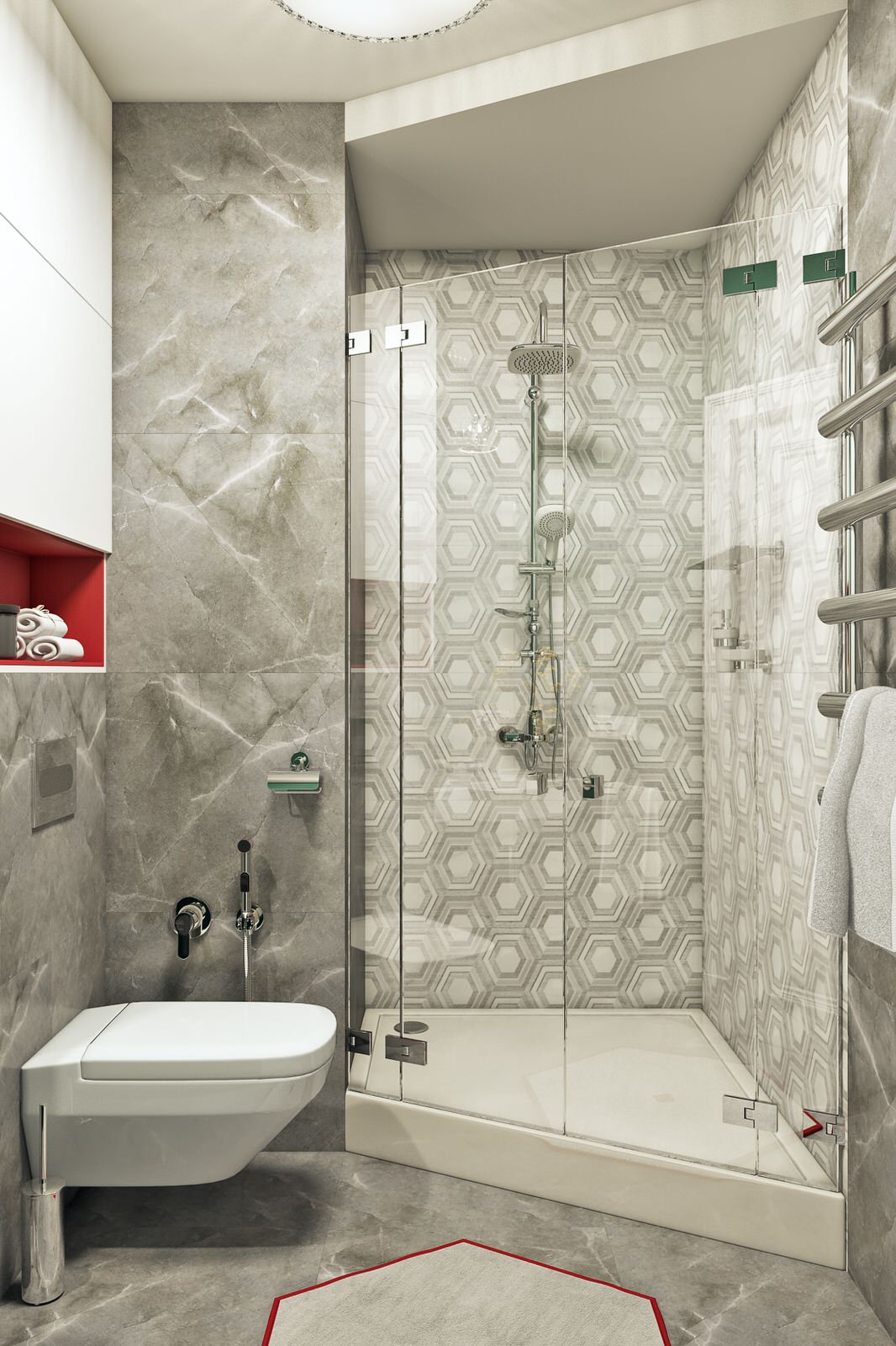 Интерьер квартиры в ЖК Wellton Park (95,7 кв.м.) "Палитра"душ