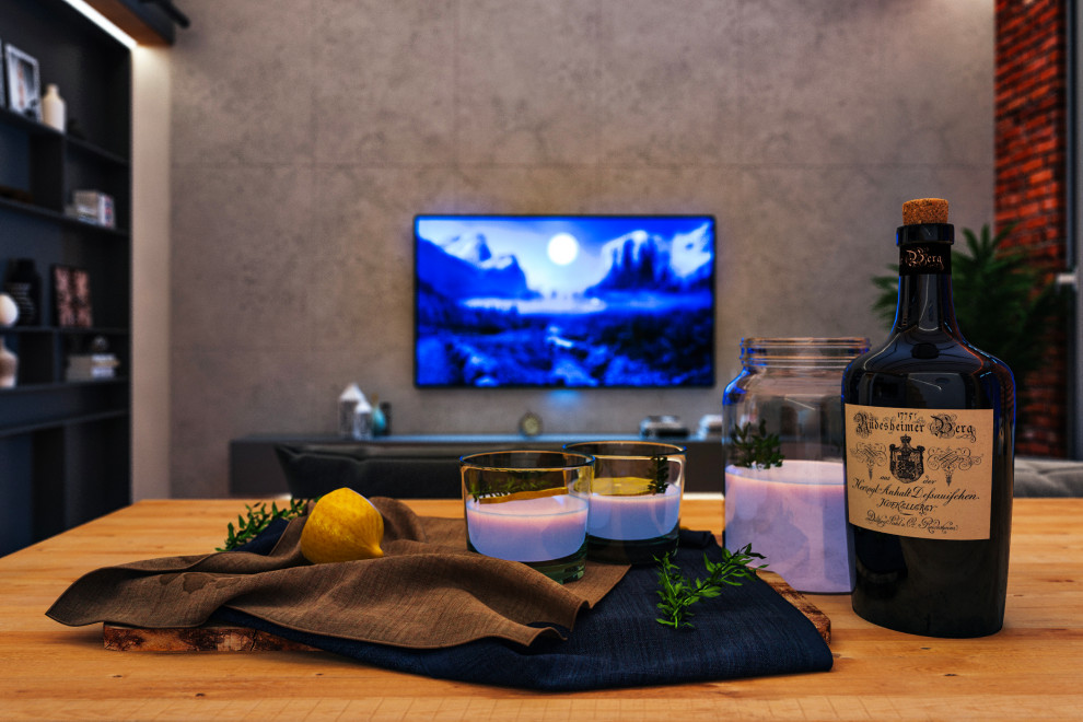 Интерьер небольшой двухуровневой квартиры студии в стиле лофт