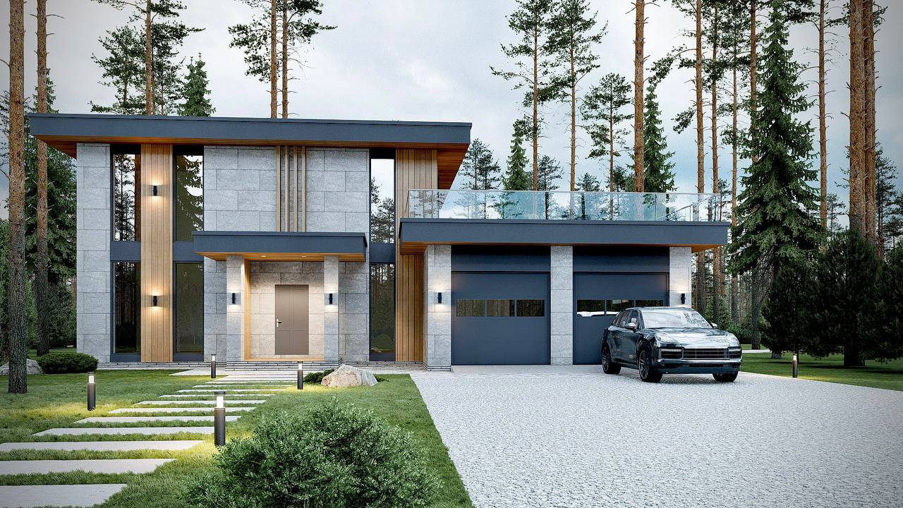 Обложка проекта: Проект двухэтажного дома в современном стиле 275 кв.м