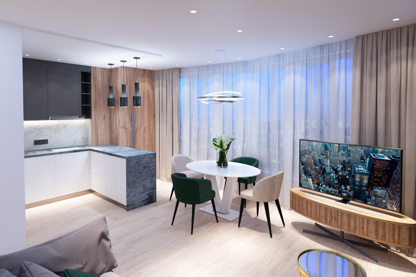 Современный стиль. Квартира 76 м2.