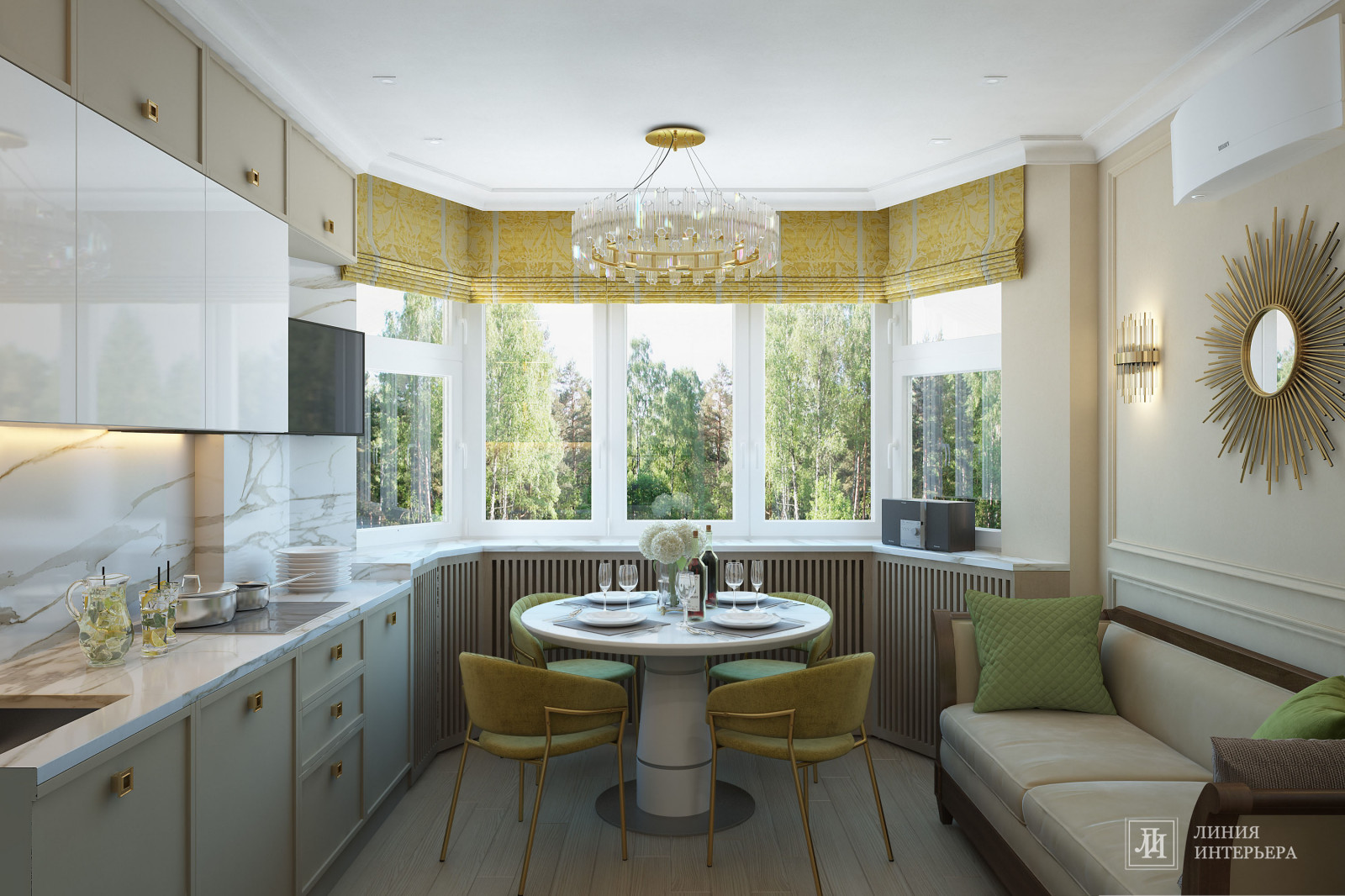 Кухня-гостиная с эркером