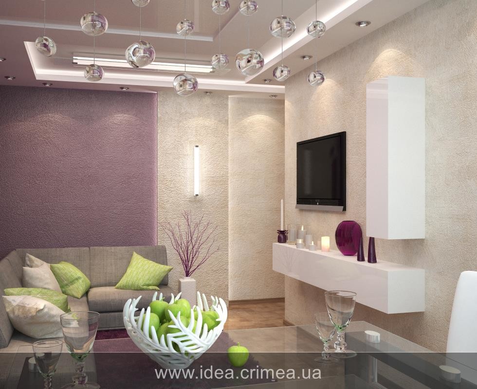 Contemporary living room and kitchen