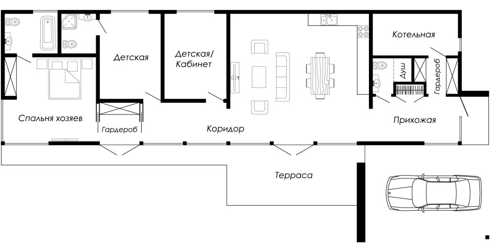 Проект одноэтажного дома L-161-D