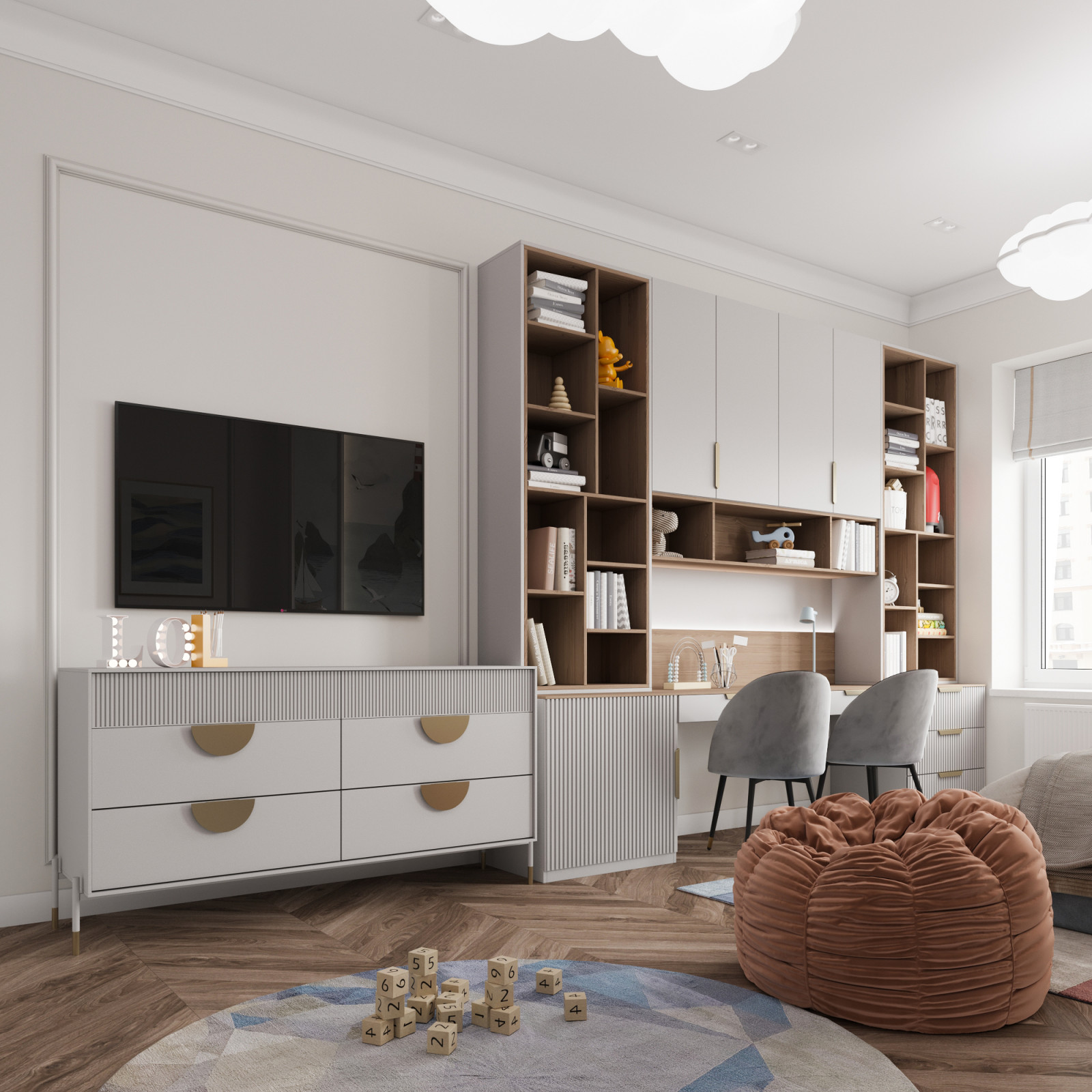 "Тёплое какао", квартира в ЖК "Дворянский", 98 м2