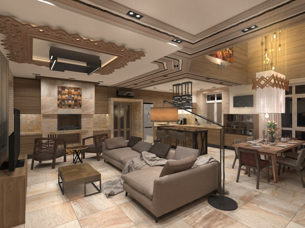 Гостиная-Кухня-Столовая вариант светлый