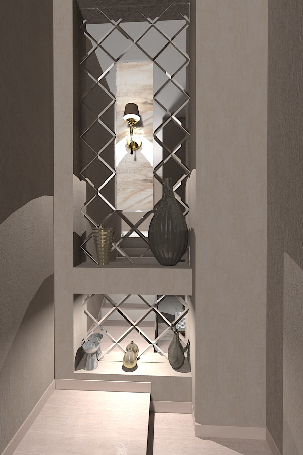 Зеркальное панно на лестнице