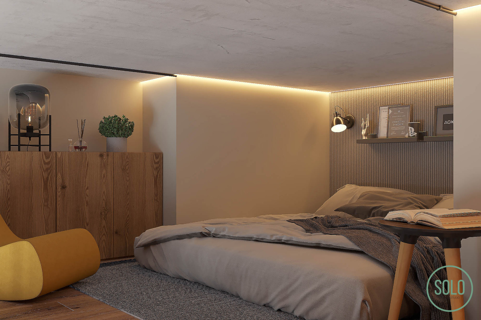 Лофт со спальней на втором уровне