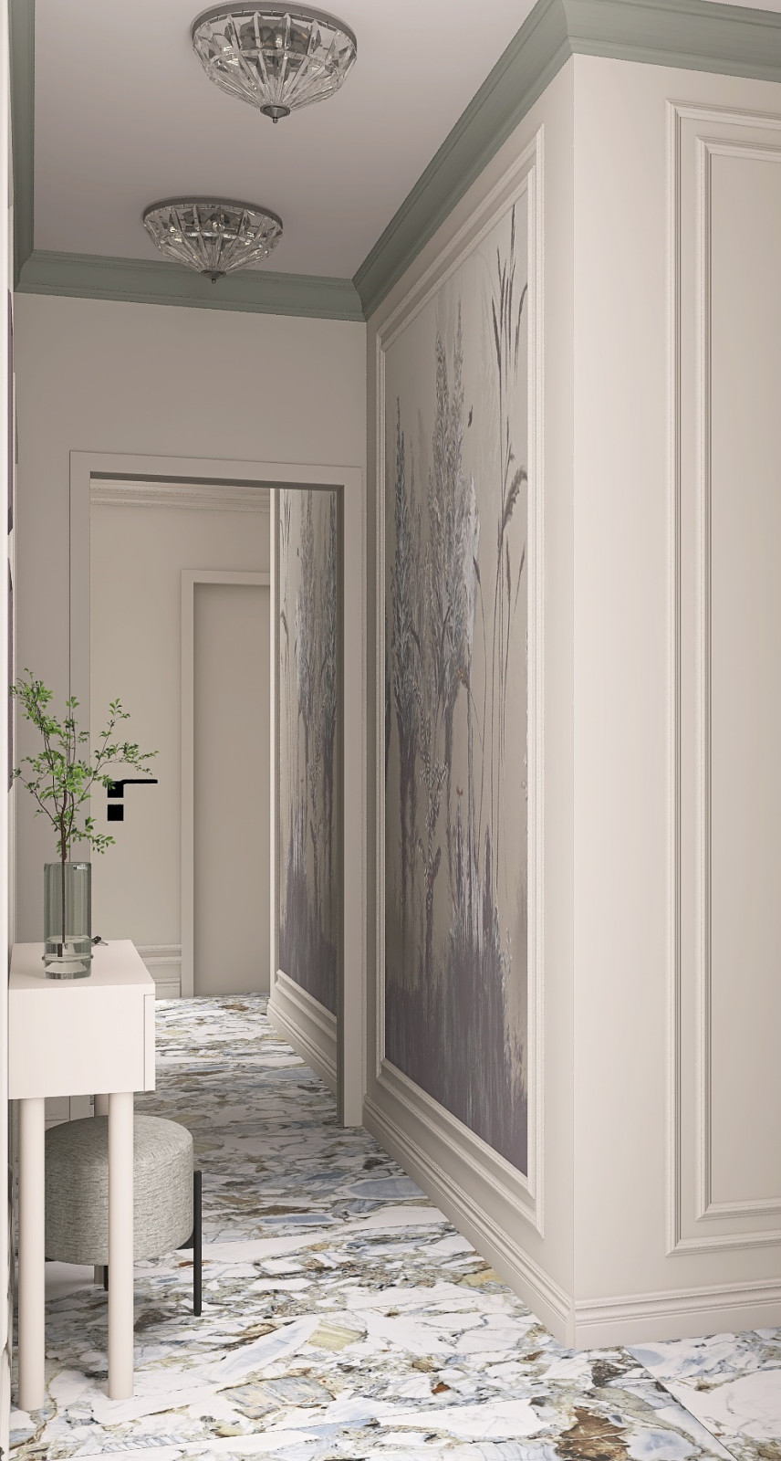 Однокомнатная квартира в современном стиле с элементами неоклассики