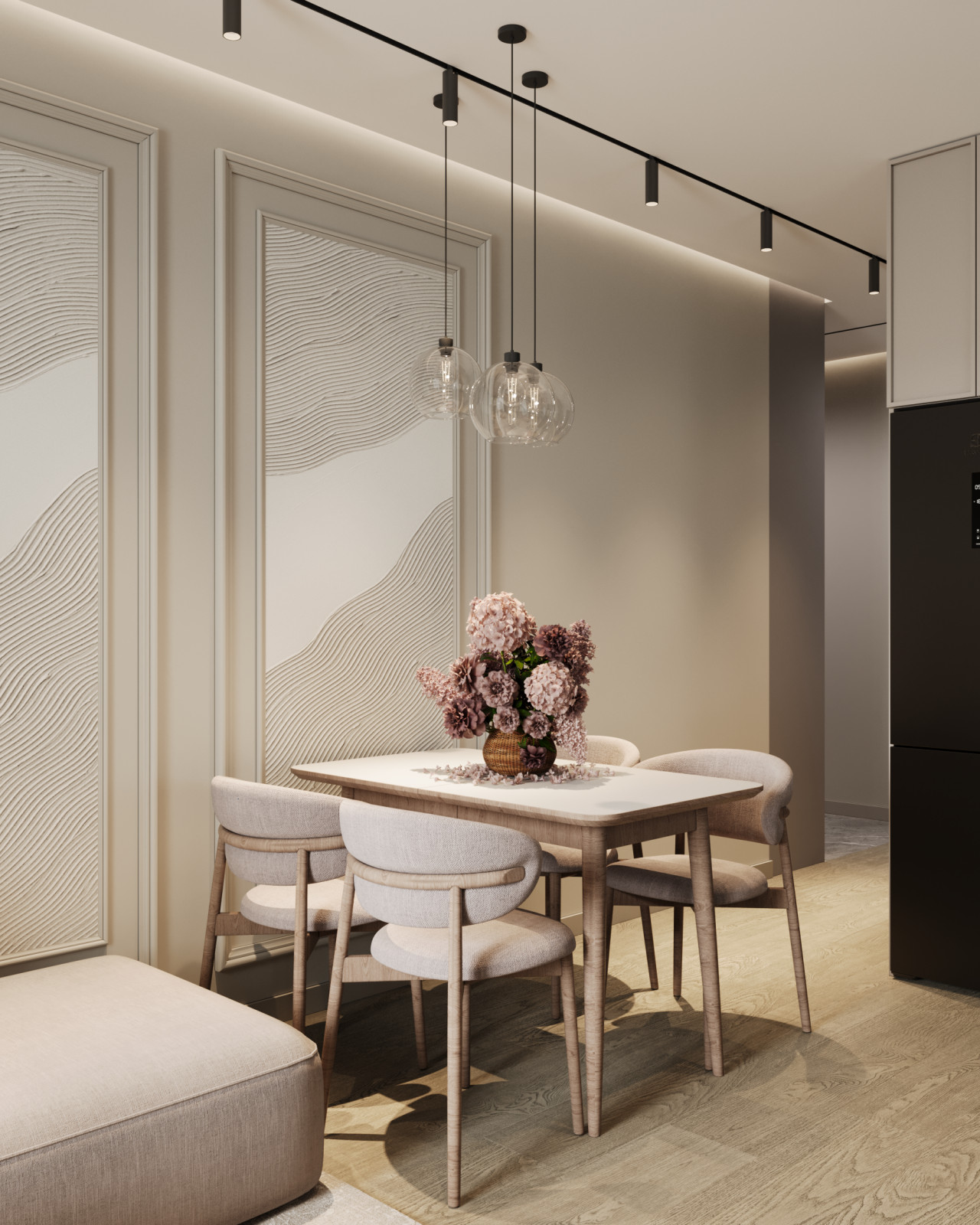 Дизайн светлой кухни-гостиной