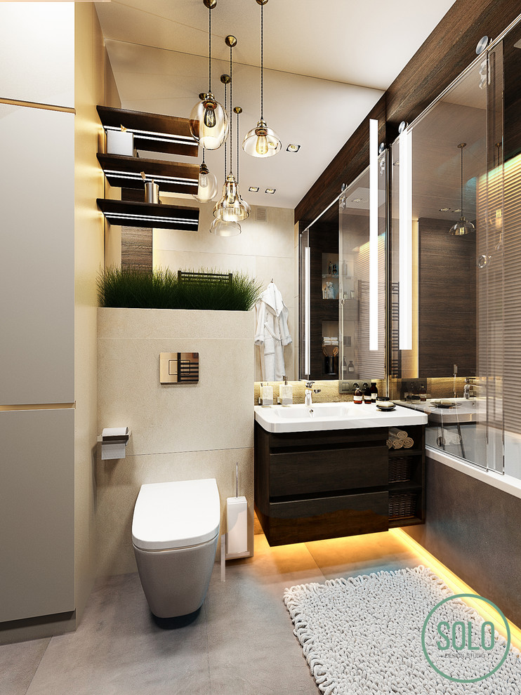 Modern Interior with loft elements for young couple