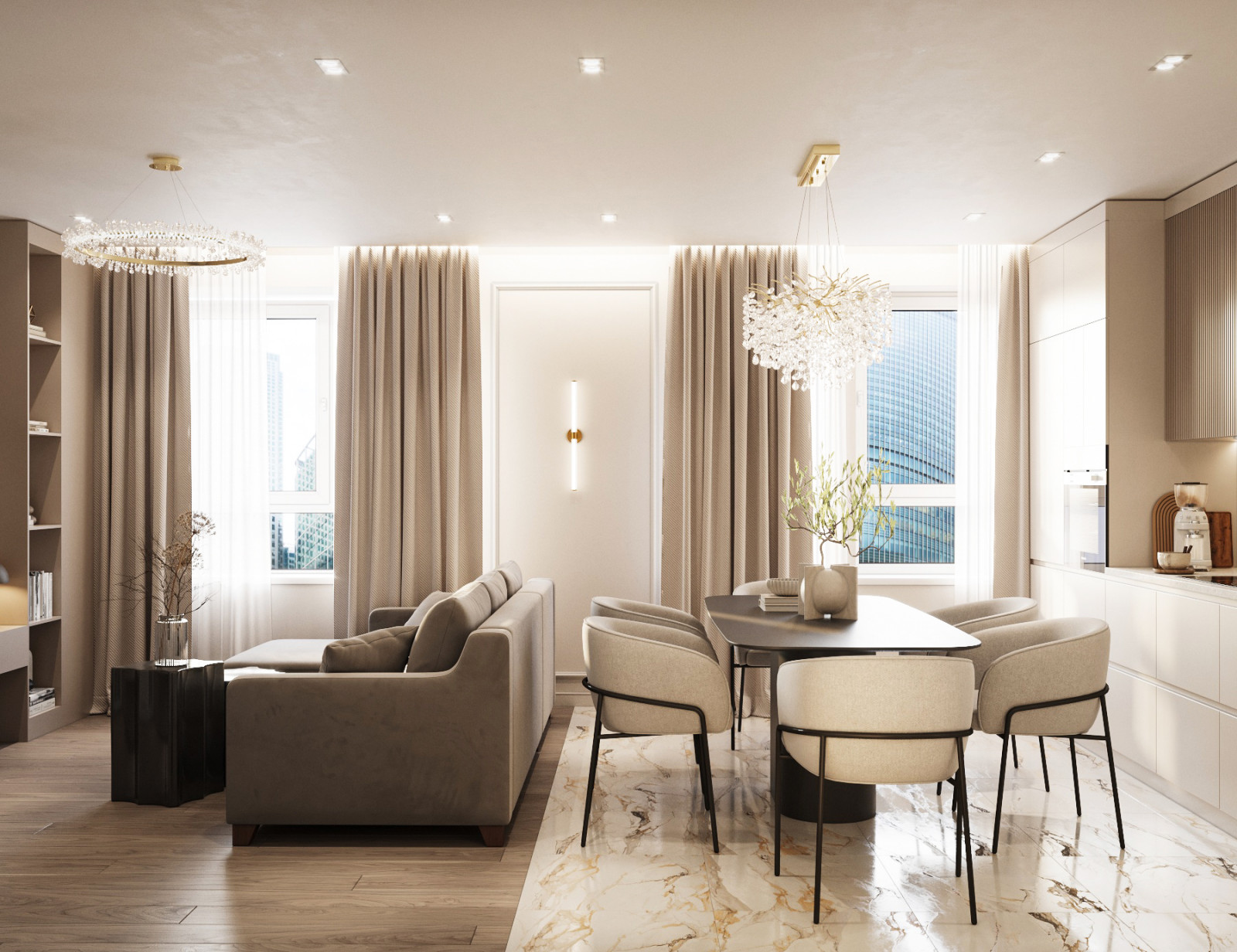 Бежевая гостиная