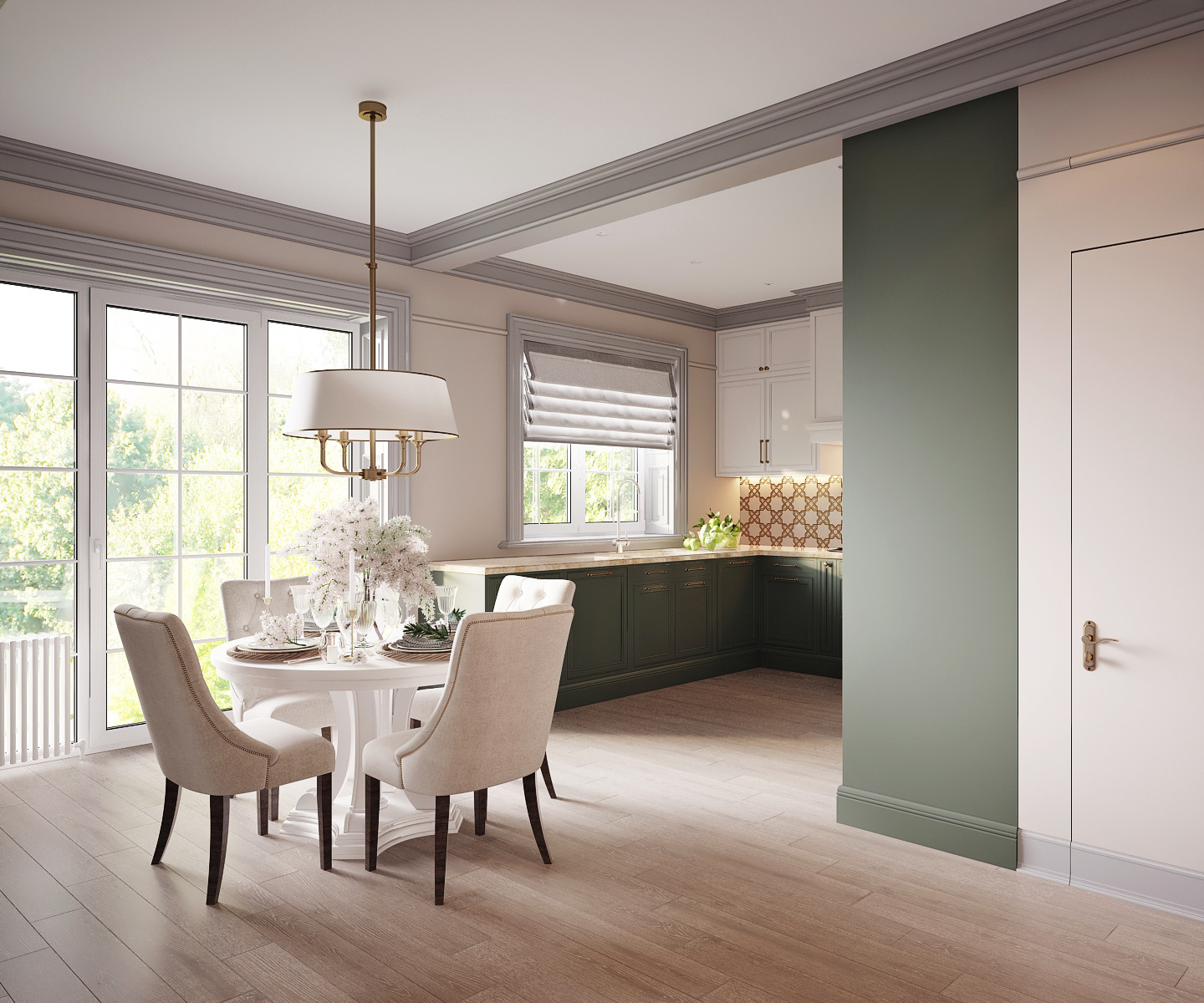 Рабочий проект Дом 200 квм. - Американский стиль. Работа над кухней-гостиной