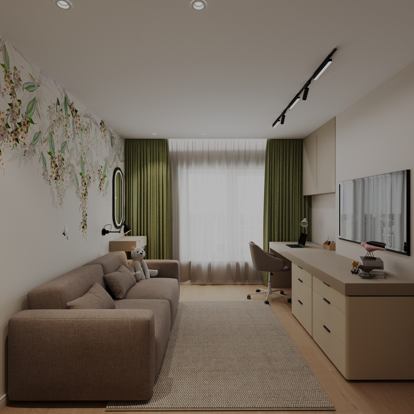 Семейная гармония: тёплый интерьер с яркими акцентами