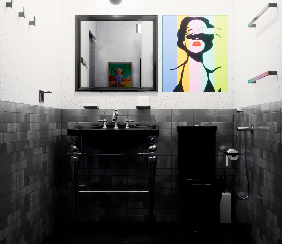 Квартира в Москве в стиле лофт, кухня, холл, санузел, кладовая. 2020 г.