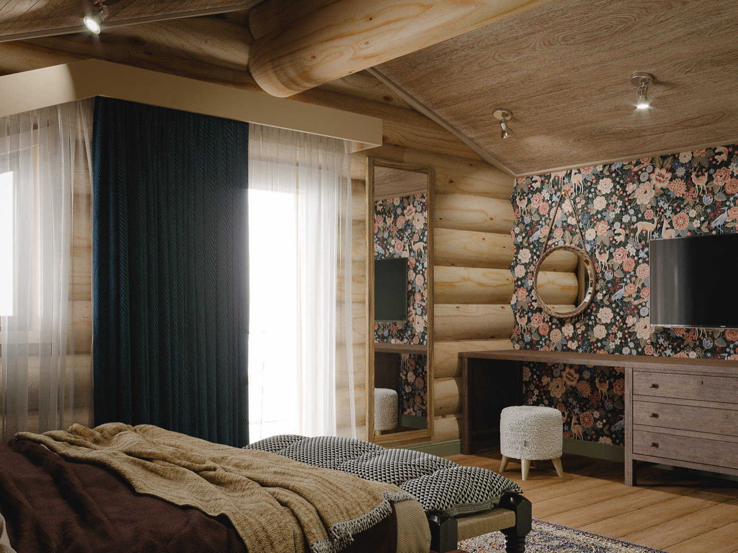 Интерьер деревянного загородного дома в Нижних Сергах