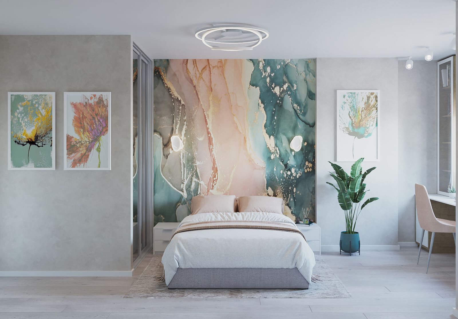 Обложка проекта: Дизайн интерьера спальни для девушки в квартире 65 м2 в ЖК Каскад