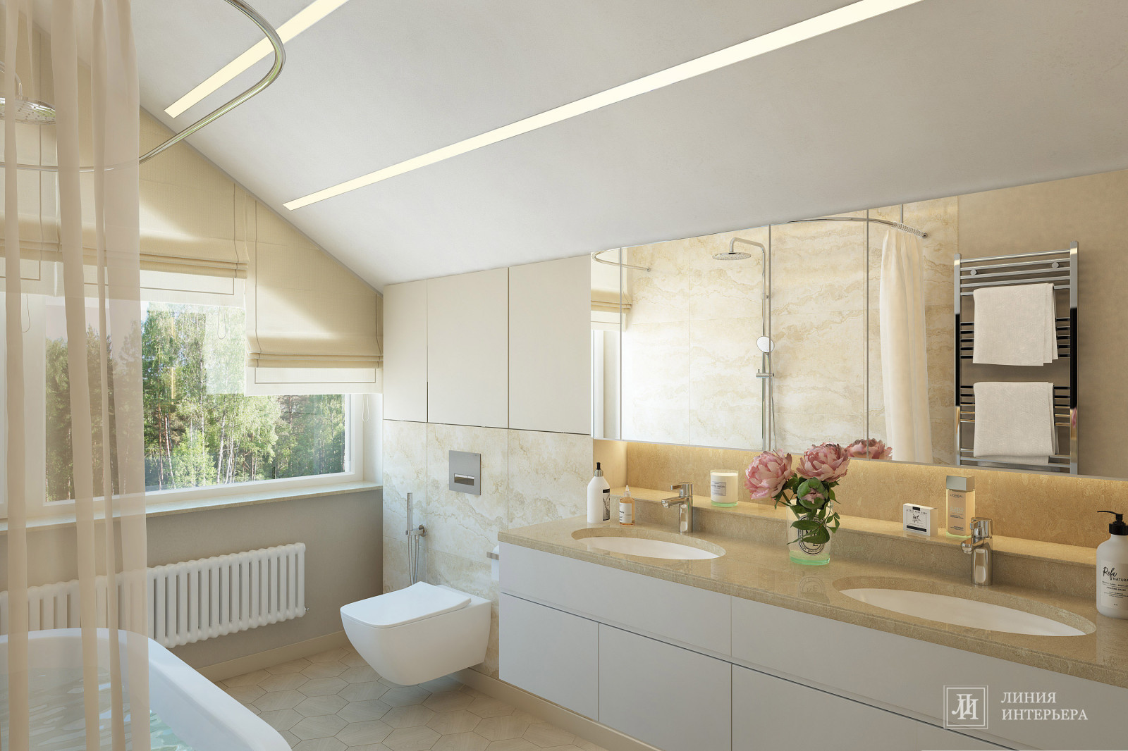 Дизайн ванной с окном