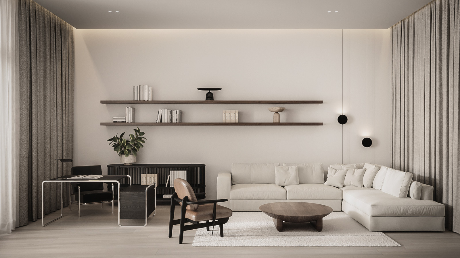 The Whale – Minimalist modern family room