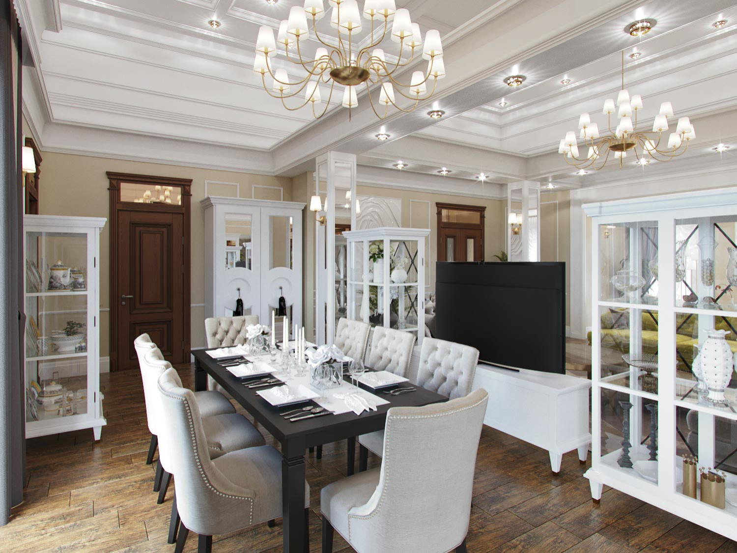 Кухня-гостиная с эркером в частном доме