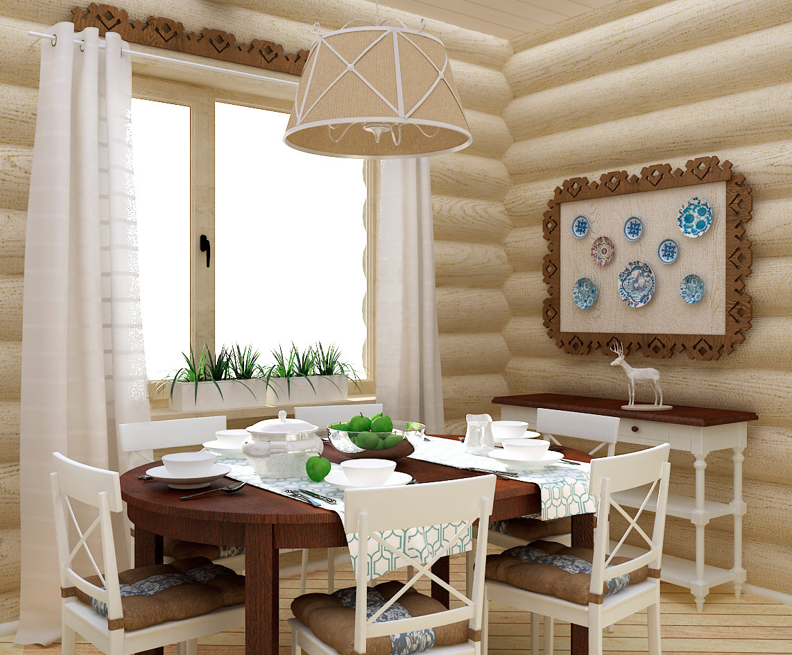 Проект интерьера бревенчатого дома в скандинавском стиле