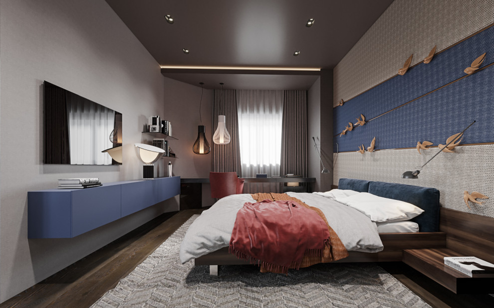 Спальня в современном стиле в колониальных тонах