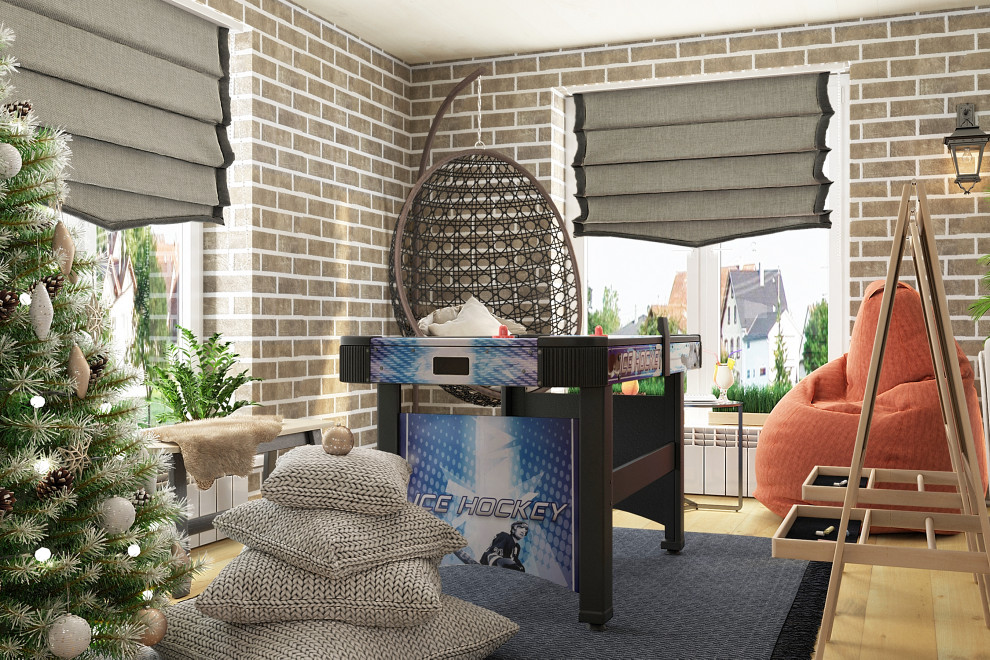 Дизайн-проект кухни гостиной с гриль - барбекю