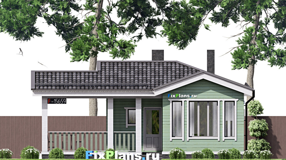 Проект одноэтажного дома 11х8м S36м2 F-15659