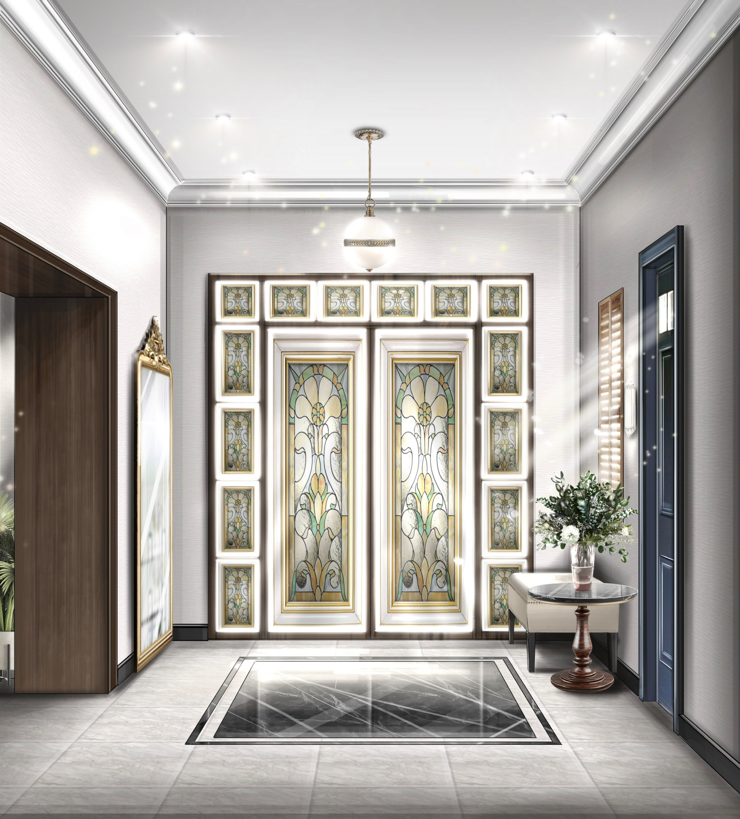 Эскизная часть.Холл в доме ,где любят искусство.