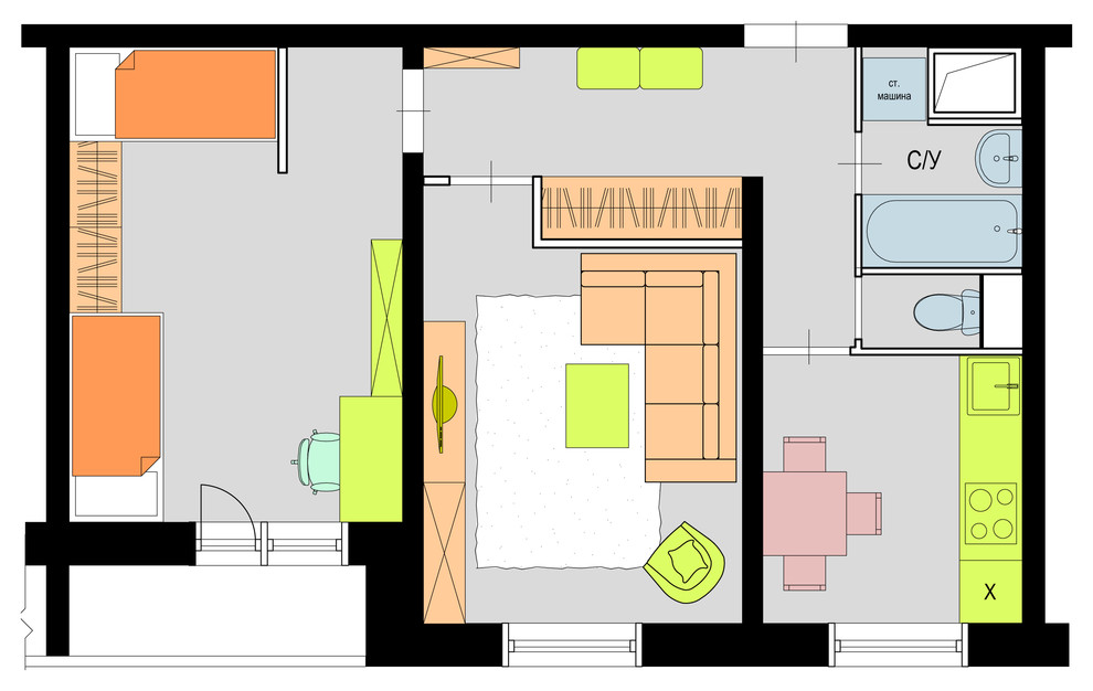 Планировка: 5 решений для двухкомнатной квартиры дома серии 1605-АМ