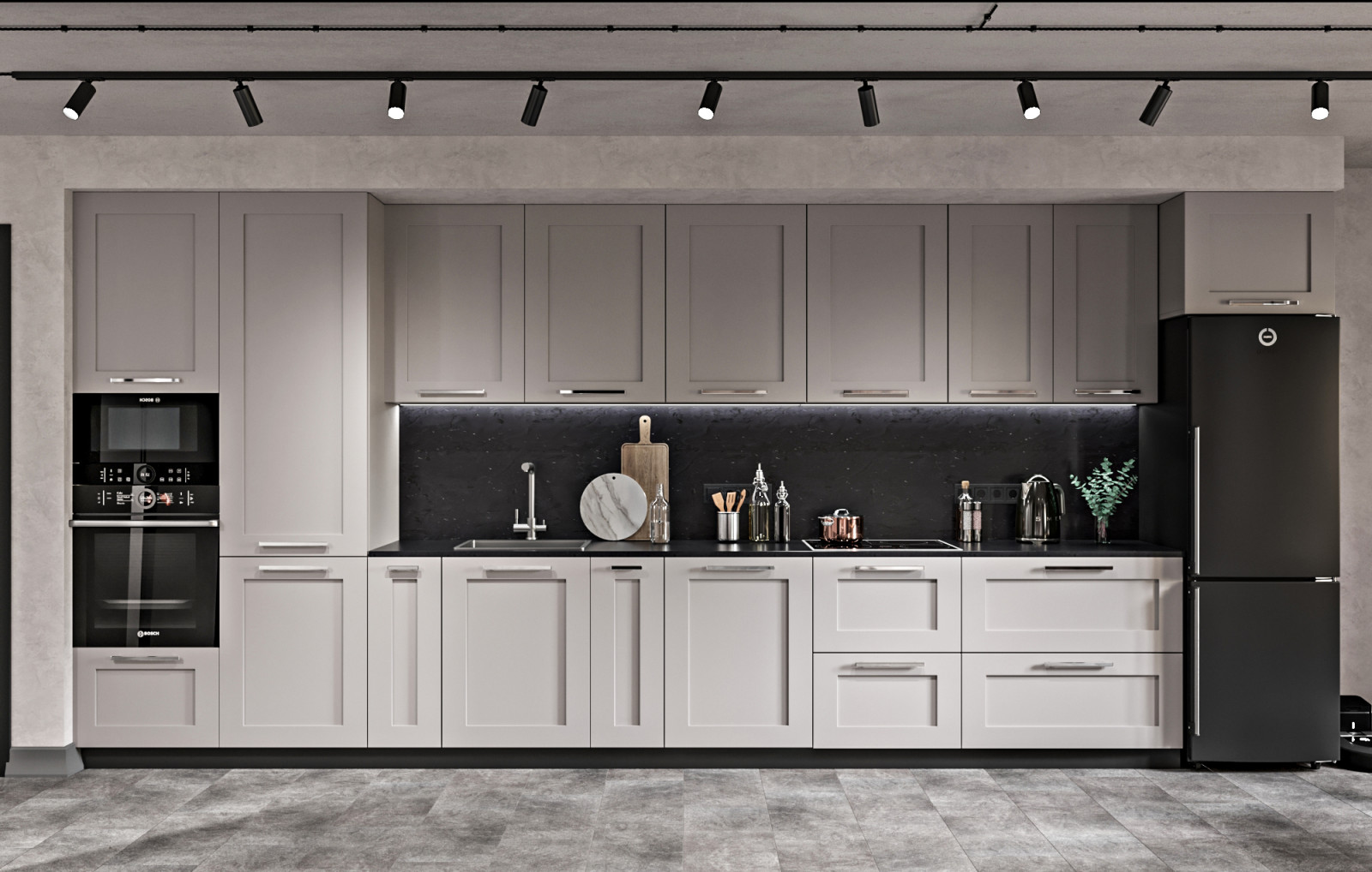 Серая квартира лофт