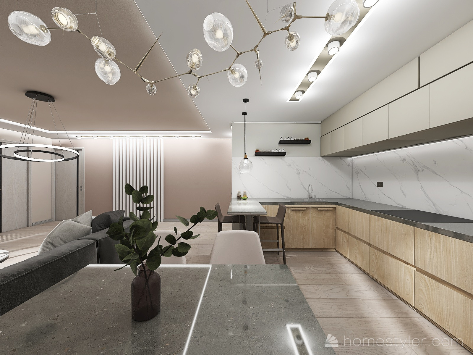 ул. Панфиловцев, г. Хабаровск, Кухня-гостиная