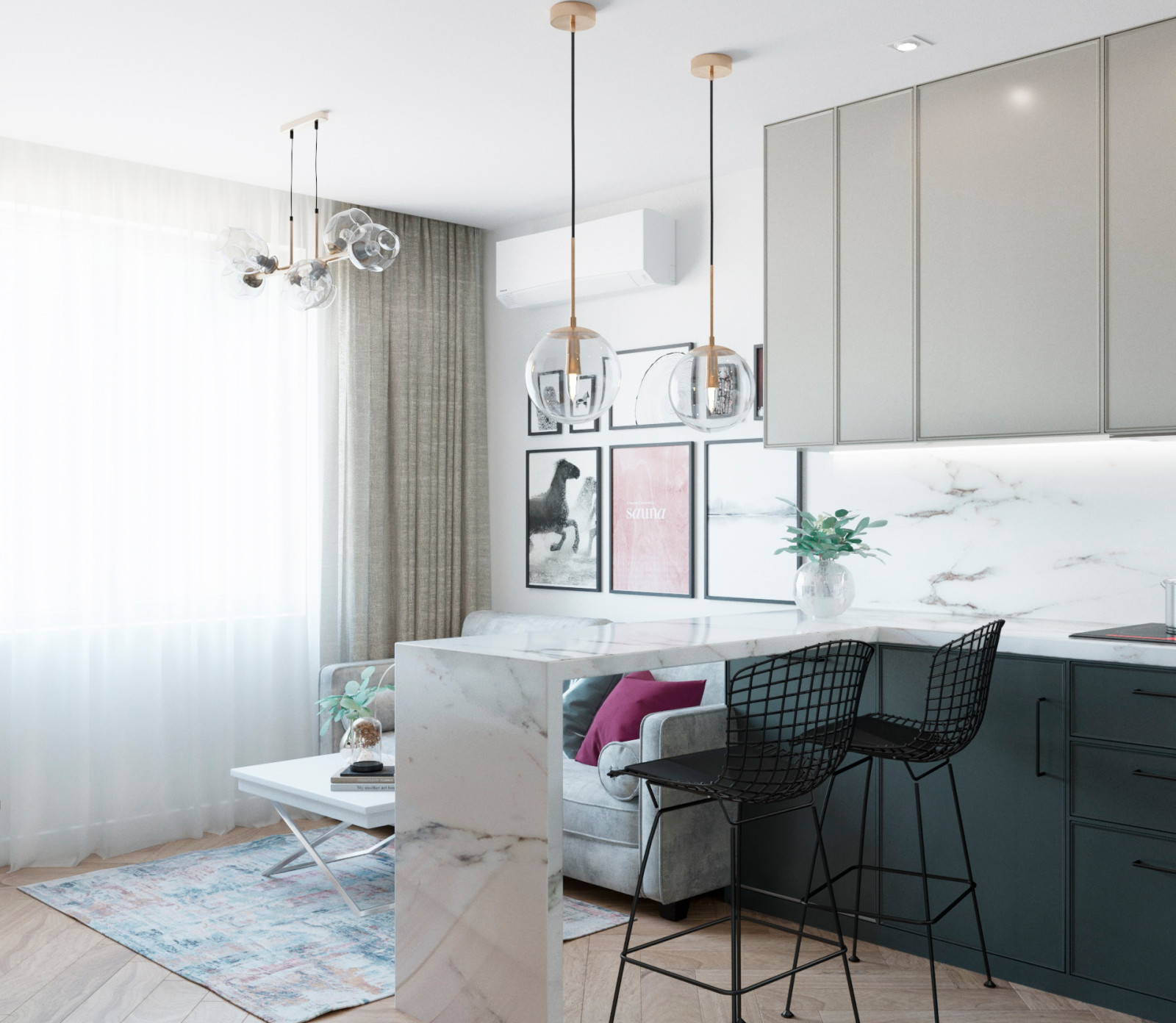 Дизайн-проект для молодой семьи в ЖК Лучи