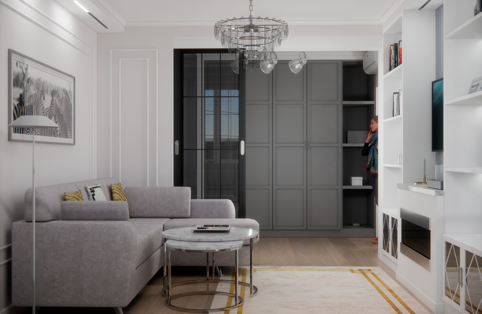 Гостиная, холл и балкон, Нарвская