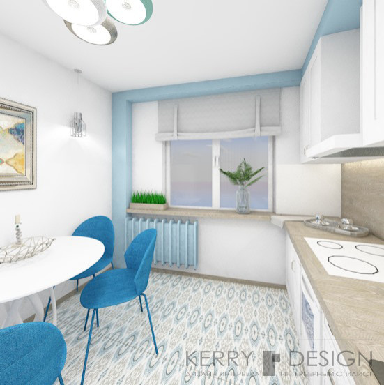 Кухня в  стиле прованс 9 кв м