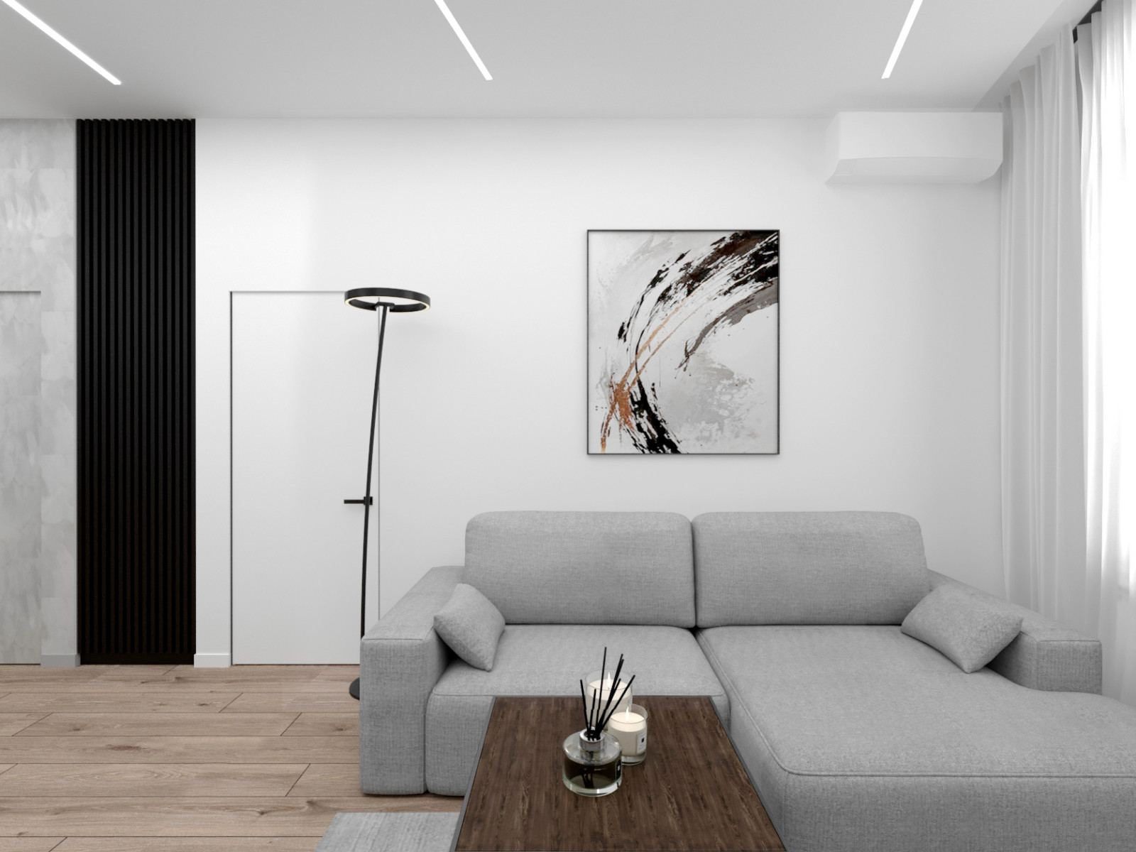 "Расправив крылья". Дизайн 3х - комнатной квартиры в стиле минимализм.