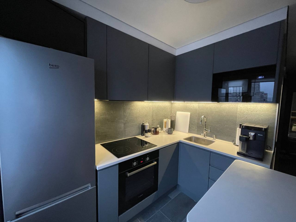 Реализация кухни по дизайн-проекту в однокомнатной квартире, 2022