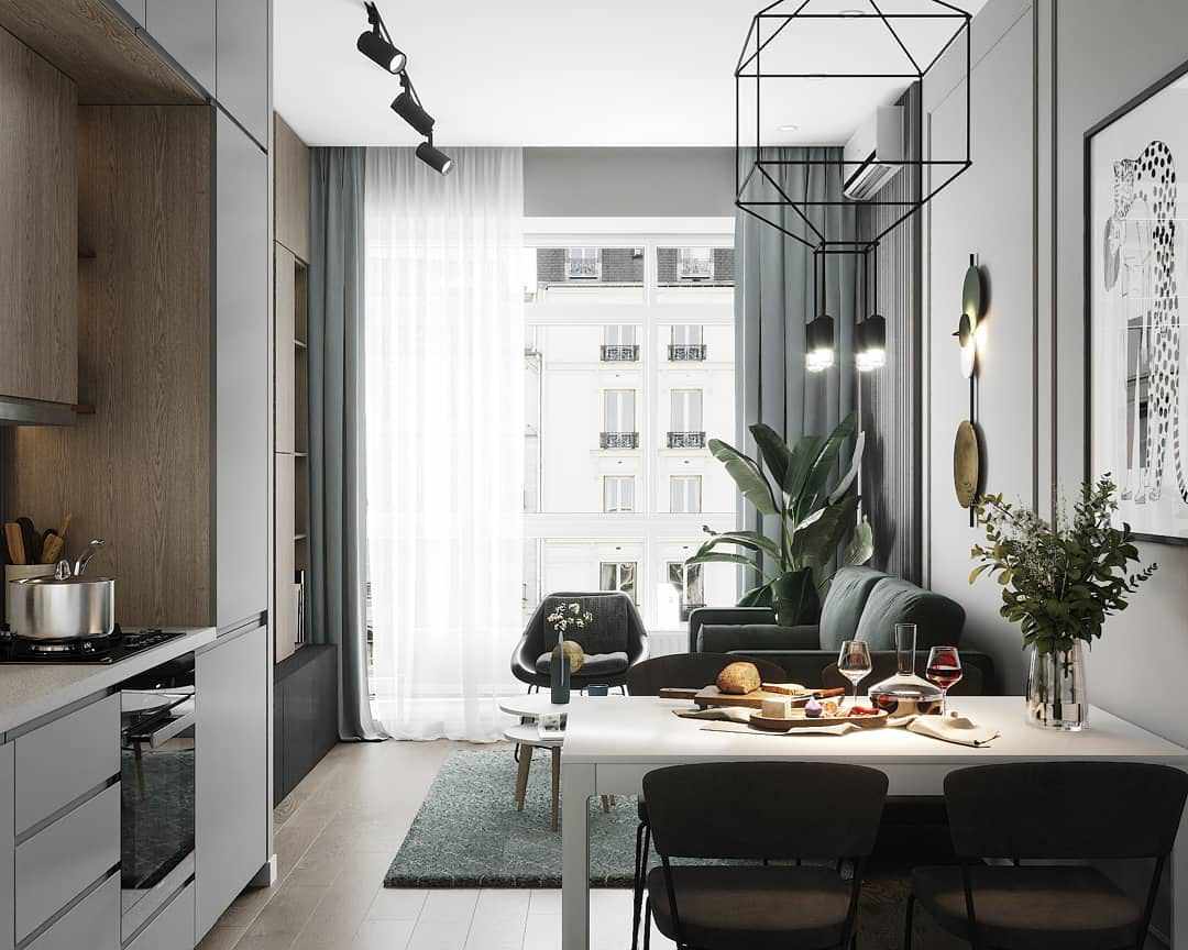 Проект кухни-гостиной 18 кв.м.