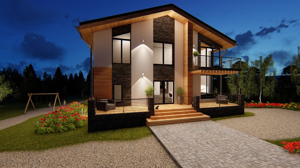 Обложка проекта: Двухэтажный дом на склоне