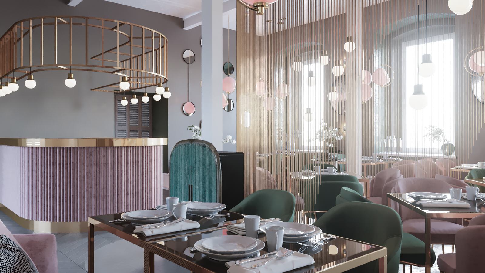 Restaurant_011_визуализация интерьера для ресторана "Джульетта" г. Спб