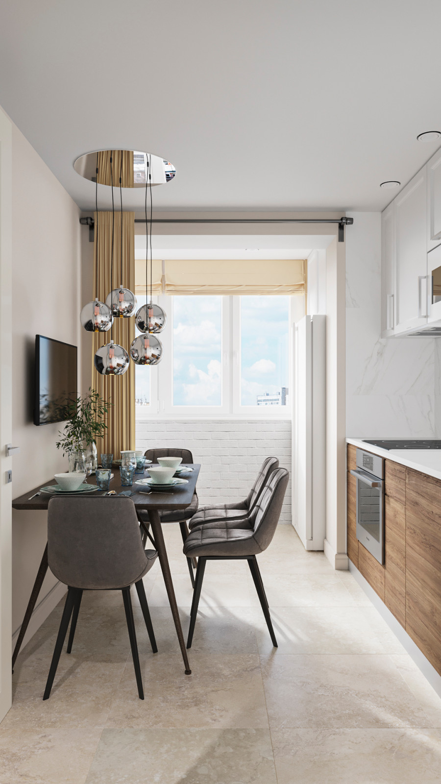 Кухня совмещённая с лоджией