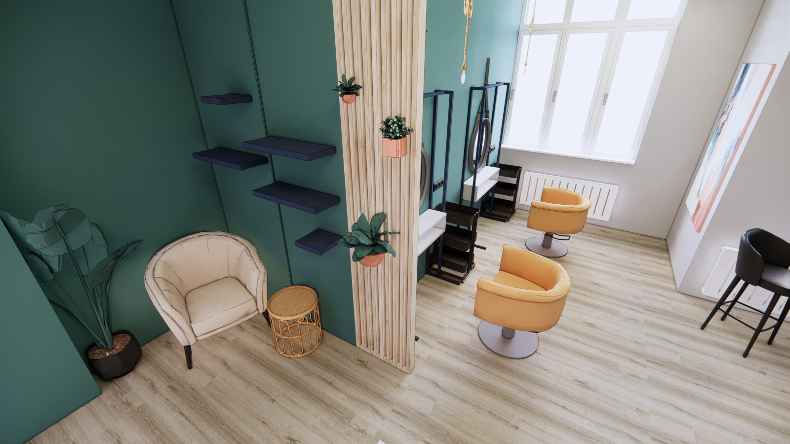 Дизайн-проект студии наращивания волос 30 кв.м.