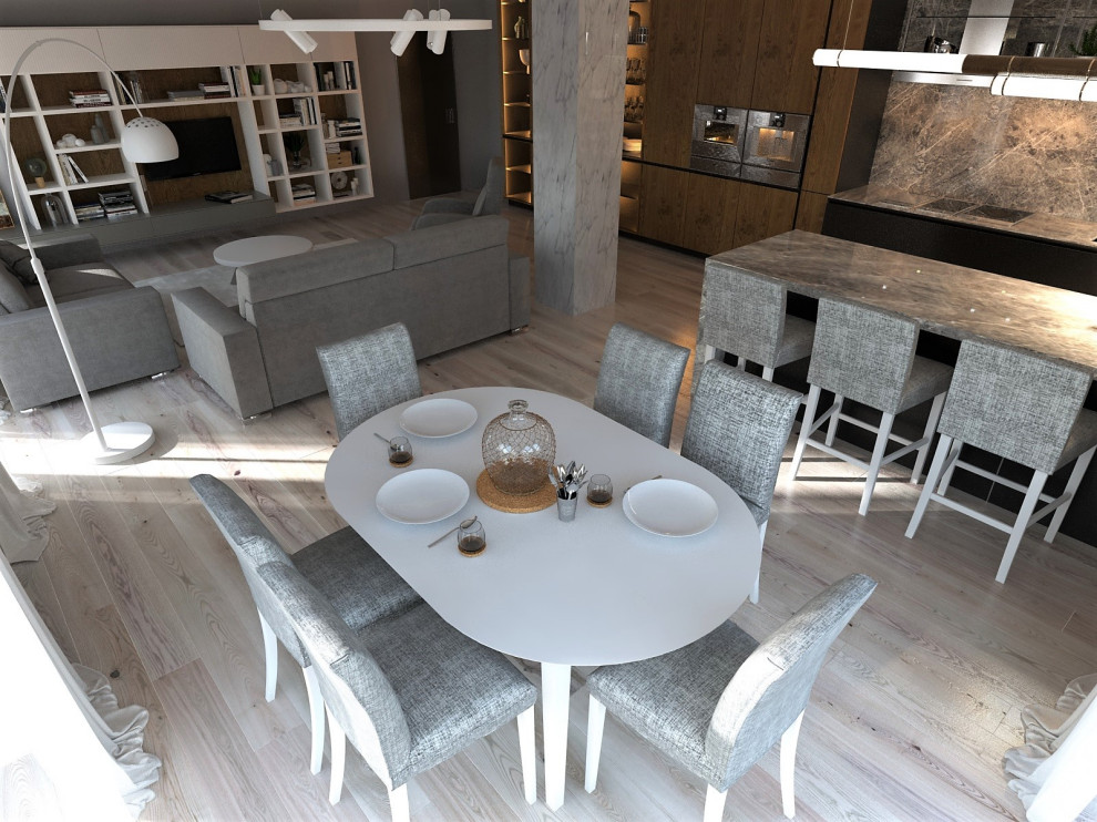 Кухня+столовая+гостиная