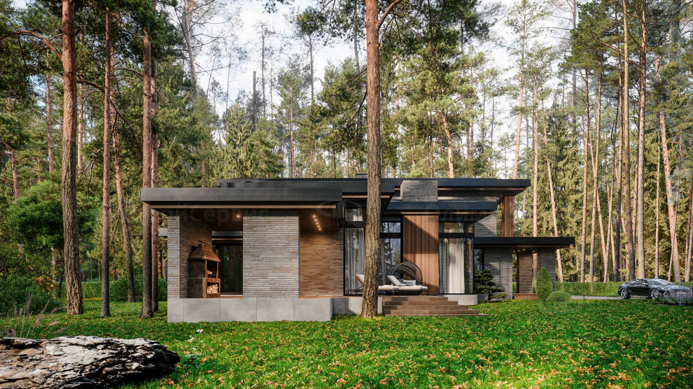 Двухэтажный дом в стиле Хай-Тек «Честер» с барбекю на террасе